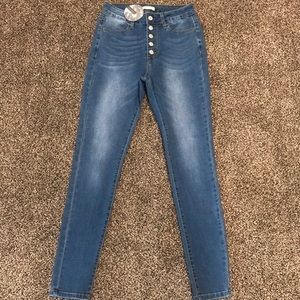 Stevie Hender High Waisted 5 Button Skinny Jeans